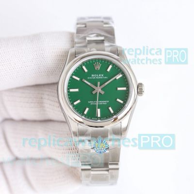 Swiss Quality TW Rolex Oyster Perpetual 31mm Green Face Stainless Steel Ladies Replica Watch 